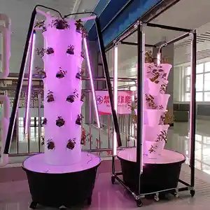 Rumah Kaca Hidroponik Luar Ruangan, Taman Tanaman Dalam Ruangan Sistem Penumbuh Menara Plastik Vertikal Pot