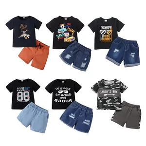 18 mois garçon vêtements à manches courtes 2PC enfant en bas âge garçon tenues d'été 18-24 mois garçon vêtements bleu noir