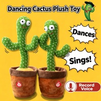 Cactus en peluche électrique populaire, chantant, parlant et enregistrant, jouet interactif amusant pour enfants