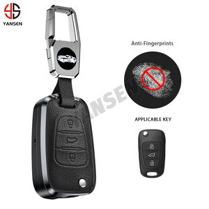 Housse de <span class=keywords><strong>clé</strong></span> en alliage d'aluminium YS pour ELANTRA Ix35 <span class=keywords><strong>I30</strong></span> Verna SONATA Étui de <span class=keywords><strong>clé</strong></span> en cuir - Product Image 2