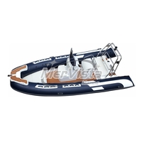 Bateau en fibre de verre CE 17ft Orca coque semi-rigide à grande vitesse nervure gonflable 520 Schlauchboot 6m avec moteur