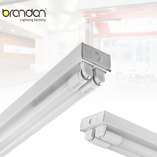 LED UVC Tube Strip T5 T8 Surface Mounted Commercial Fluorescent Light Fixture Double Lamps G13 G5