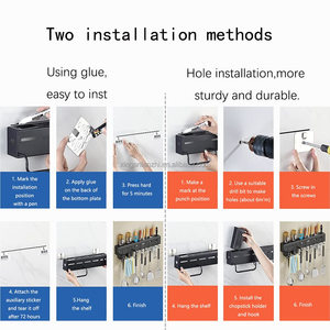 Organizador de Utensilios de Cocina Multifuncional, Soporte <span class=keywords><strong>para</strong></span> Cuchillos, Cucharas y Tenedores, de Pared, Sin Perforaciones, Plateado - Product Image 6