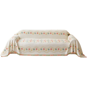 <span class=keywords><strong>Funda</strong></span> de <span class=keywords><strong>Sofá</strong></span> de Chenilla Estilo Bohemio con Trébol de Cuatro Hojas Beige, Rayas/Cuadros, Antiarañazos para Gatos, Antideslizante, Cobertura Total, para Todas las Estaciones - Product Image 5