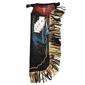 Custom Premium Textured -Embossed Genuine <b>Leather</b> Durable Abrasion-Resistant Western Chaps with Tassels for Men - Product Image 1