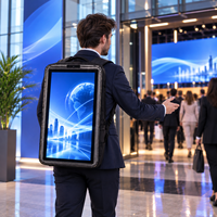 Sac à dos tendance imperméable en PVC avec écran LCD intelligent de 18,5 pouces, fermeture éclair, affichage numérique HD USB pour salons professionnels et événements