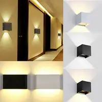 Modern LED duvar ışığı yukarı aşağı aplik aydınlatma 6W lamba balkon siyah beyaz 85-265v duvar ışıkları ev otel için ofis