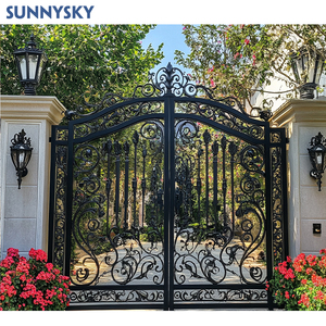 <span class=keywords><strong>Portail</strong></span> <span class=keywords><strong>coulissant</strong></span> double automatique simple en <span class=keywords><strong>acier</strong></span> forgé noir Sunnysky de 24 pieds de large pour allée - Product Image 2