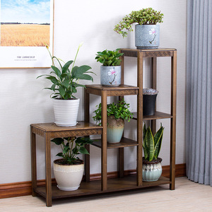 Estante de almacenamiento de bambú de estilo chino, estante de almacenamiento de varias capas para plantas de interior, bonsái, pecera, mueble lateral para TV, 33x33x50, 75, 100 Cm - Product Image 4