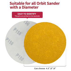 サンディングディスク自己粘着サンドペーパー6インチイエローフロッキングラウンドサンディングディスク自動車研削用 - Product Image 3