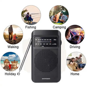 Radio portable AM FM 2 bandes compacte noire avec haut-parleur intégré, grand bouton de réglage, réception claire, pour la maison, l'extérieur, radio de poche - Product Image 6