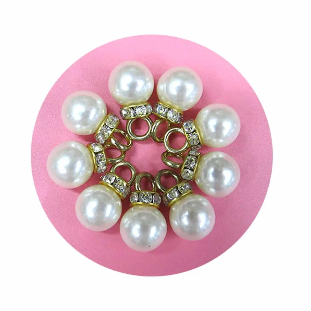 Fashion 8/10/12/14/16MM Round Acrylic Pearl Charms mit Rhinestone Beads Pendants For DIY Hot Earring Necklace Jewelry Making