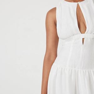 Élégantes Robes <span class=keywords><strong>de</strong></span> Mariée Simples Blanches, <span class=keywords><strong>Robe</strong></span> <span class=keywords><strong>de</strong></span> Mariée Pudique, Robes Décontractées <span class=keywords><strong>de</strong></span> Luxe d'Été à Col en V sans Manches - Product Image 4