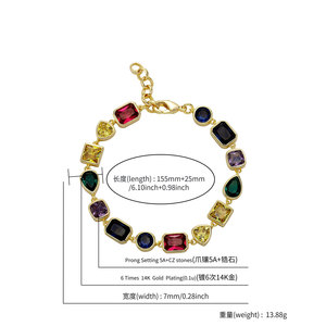 <span class=keywords><strong>Bracelet</strong></span> en zircone cubique serti de diamants arc-en-ciel, <span class=keywords><strong>bracelet</strong></span> tennis à maillons, plaqué or 18 carats, <span class=keywords><strong>bracelet</strong></span> multi-pierres pour femmes - Product Image 6