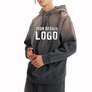 Sudadera con Capucha Extra Grande para Mujer, Color Degradado Teñido con Spray Personalizado, Estilo Casual, Lavada, Desgastada, Gruesa y Holgada - Product Image 6