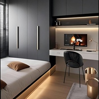 Ensemble de chambre à coucher moderne de luxe avec rangement, lit king size, meubles de villa 3 pièces, confortable
