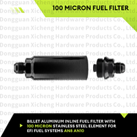 Filtre à carburant en ligne 100 microns, élément en aluminium billette et acier inoxydable, AN8 AN10, anodisé noir, pour performance du système de carburant EFI