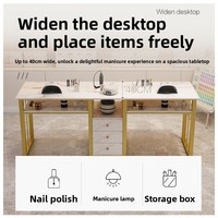 Ensemble table et chaise pour manucure, très populaire en ligne, double éclairage, luxe discret, style moderne, motif marbre, pour salon de manucure