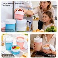 Nieuwe siliconen bewaarpotten voor levensmiddelen, 500ml/1000ml, magnetronbestendig, gedeeld, voor volkoren granen, keuken, koelkast, afhaalmaaltijden, fruit