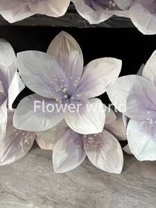 Flores decorativas hechas a mano de Organza de seda <span class=keywords><strong>Iris</strong></span> púrpura gigante personalizadas para Navidad boda fiesta telones de fondo evento foto Props - Product Image 5