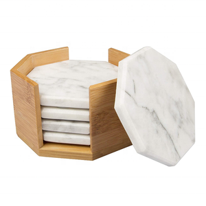 Sous-verre octogonal de style américain en marbre blanc, écologique, tailles personnalisables pour la cuisine - Product Image 2