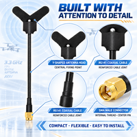 Antenne de drone FPV 3,3 GHz 3100/3500 MHz 6 dBi avec câble coaxial RG141 et connecteur SMA mâle pour transmetteur vidéo d'avion RC
