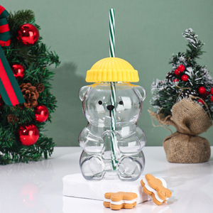 Vaso Navideño Portátil con Forma de Osito de Peluche, Tipo Pajita, Moderno, Simple, Multiusos, Sin Aislamiento Térmico - Product Image 6