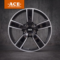 Jantes forgées ACE noires usinées à rayons concaves 5 trous 35 mm ET 20x9.0-12 pouces pour Porsche 991.1 Turbo 2015 (Rétrofit/Amélioration)