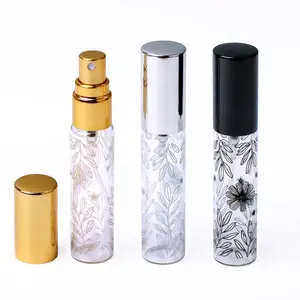 Mini vide 10ml plante imprimé vaporisateur verre parfum échantillon atomiseur vaporisateur bouteilles pour huile essentielle emballage avec boîte