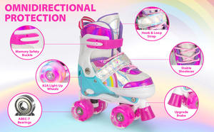 Patins à roulettes sportifs à <span class=keywords><strong>4</strong></span> <span class=keywords><strong>roues</strong></span> en PU avec lumières, patins à roulettes quad à <span class=keywords><strong>vendre</strong></span> avec <span class=keywords><strong>casque</strong></span> et protection combinés - Product Image 6