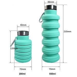 Botellas de Agua Plegables de Silicona de 500 ml, Botella de Agua Portátil Plegable para Viajes y Deportes con Hebilla Portátil, Reutilizable y a Prueba de Fugas - Product Image 2