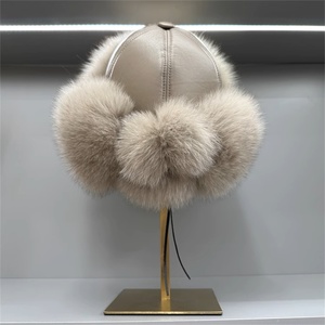 Wmfur Mùa Đông Cắm Trại Dày Nga Lông Mũ Tai Flap Cape Bất Fox Fur <span class=keywords><strong>Hat</strong></span> Với Cừu Da Trapper <span class=keywords><strong>Hat</strong></span> Đối Với Phụ Nữ - Product Image 3