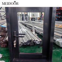 Sistema de puertas para el hogar con rotura térmica moderna, ventanas abatibles con mosquitera, ventana de aluminio gris de doble vidrio