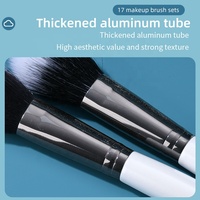 Kit de pinceaux de maquillage professionnels de haute qualité, 17 pièces, en poils de chèvre doux, fabriqués sur mesure en usine, pour le rasage du visage, manche en bois