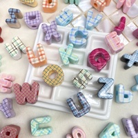 Nouveauté : Perles en acrylique à motif quadrillé à gros trous de 5 mm pour la fabrication de bijoux, de porte-clés et de colliers DIY