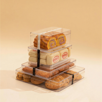 Boîte à gâteau carrée en plastique transparente, jetable et recyclable, boîte à biscuits, boîte à tiramisu, emballage pour pain et chocolat