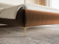 Mobilier de chambre à coucher simple Meilleure vente Cadre de lit tendance en velours chromé coloré marron