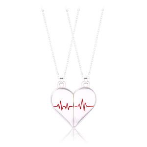 Collier magnétique simple coréen pour couple, collier d'amitié ECG en forme de cœur pour cadeaux - Product Image 2