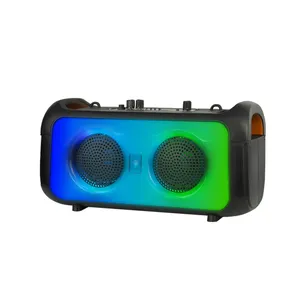 T 10 W Doppel 4 Zoll Tonbox Bluetooth tragbarer Lautsprecher für Party Zuhause Tanz Karaoke Schnittstelle mit Disco-Lichter