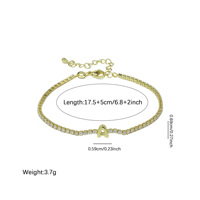 Bracelet de tennis avec initiale, en or poli, serti de zircone cubique blanche et transparente, cadeau de bijoux personnalisé