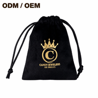 Tas Serut Beludru Logo Kustom untuk Parfum Perhiasan Hadiah Pernikahan Penutup Ritsleting Motif Bunga Kantong Kosmetik Tas Ramah Lingkungan