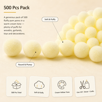 Pompons blancs crème 500 pièces, boules douces et moelleuses, fournitures artisanales DIY pour enfants, décoration de classe et de maison, vente en gros