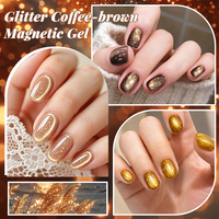 MTSSII Vernis à ongles gel UV réfléchissant magnétique scintillant effet œil de chat brun 7ml, durcissement UV, cadeau de salon pour filles et femmes