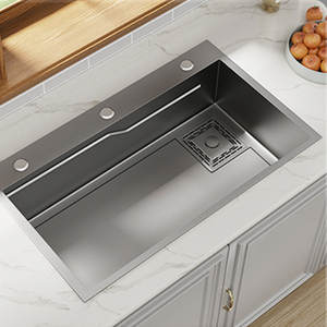 Fregadero de cocina hecho a mano SUS304 | Acabado gris pistola nano | Lavabo grande de un solo tazón bajo encimera - Product Image 4