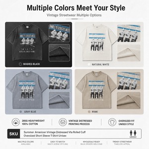 T-shirt en coton épais 285G personnalisé pour homme, imprimé graphique vintage vieilli, coupe oversize streetwear, manches courtes, fournisseur OEM - Product Image 3