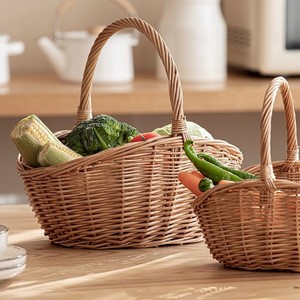 Cesta <span class=keywords><strong>de</strong></span> Almacenamiento Ovalada Tejida a Mano <span class=keywords><strong>de</strong></span> Mimbre <span class=keywords><strong>de</strong></span> Sauce, Ecológica, Moderna, para Verduras, <span class=keywords><strong>Frutas</strong></span>, Picnic, <span class=keywords><strong>Regalo</strong></span> <span class=keywords><strong>de</strong></span> Navidad, Pequeña - Product Image 1