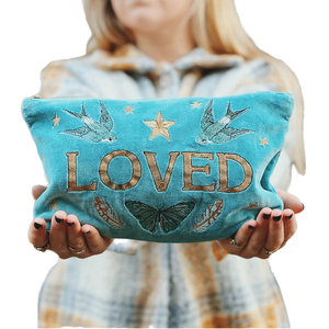 Loved Bluebird Embroidered Large Capacity Velvet Cosmetic Bag with Zipper Closure Portable Fashion <b>Pouch</b> - Product Image 1