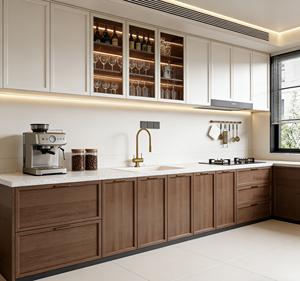 Mueble de Cocina Moderno de Madera Personalizado |   Diseño de Dos Tonos + Almacenamiento con Iluminación LED |   Estilo Modular sin Marco con Cajones de Cierre Suave - Product Image 3