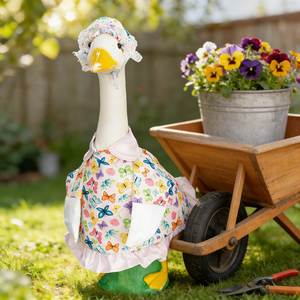 <b>Summer</b> Porch Outfit 17" Floral Skirt Goose Costume Clothes for Outdoor Patio Yard Lawn Art <b>Decoration</b> - Product Image 2