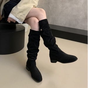 Pointed Thick Heel Slim Knee Boots Autumn and Winter New Retro <b>Matte</b> Thick Heel Boots Custom Wholesale - Product Image 6